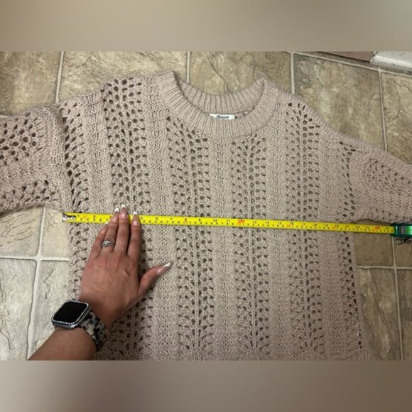 Madewell Windemere Pointelle Sweater M Bisque Beige Wool Alpaca Soft Pullover - Picture 12 of 12